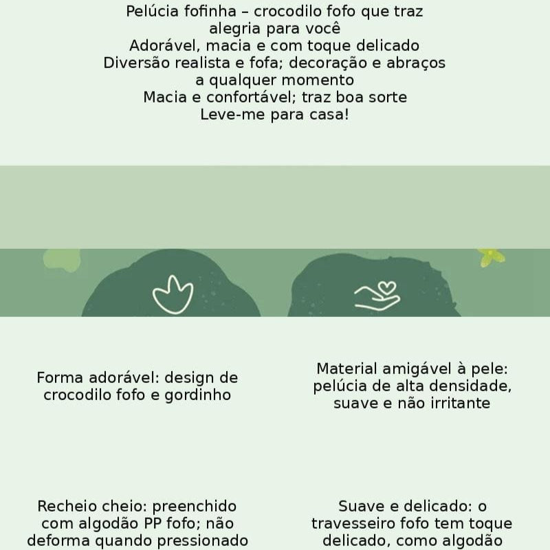 Crocodilo de Pelúcia Gigante –  Macio e Fofo