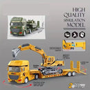 Brinquedo Educativo – Caminhão Transportador com Escavadeira e Veículos de Engenharia | Carro de Inércia para Crianças