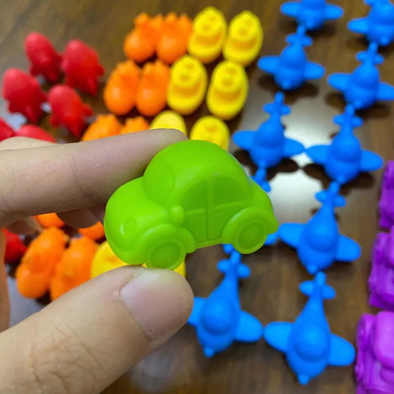Brinquedo Educativo Montessori: Ursos Arco-Íris para Contar e Classificar Cores