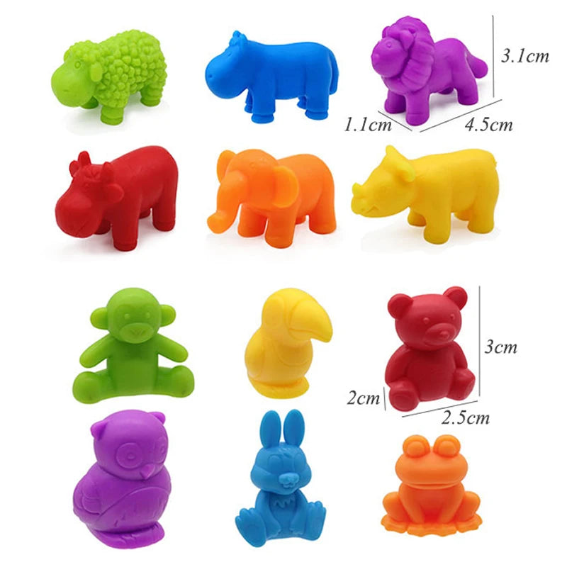 Brinquedo Educativo Montessori: Ursos Arco-Íris para Contar e Classificar Cores