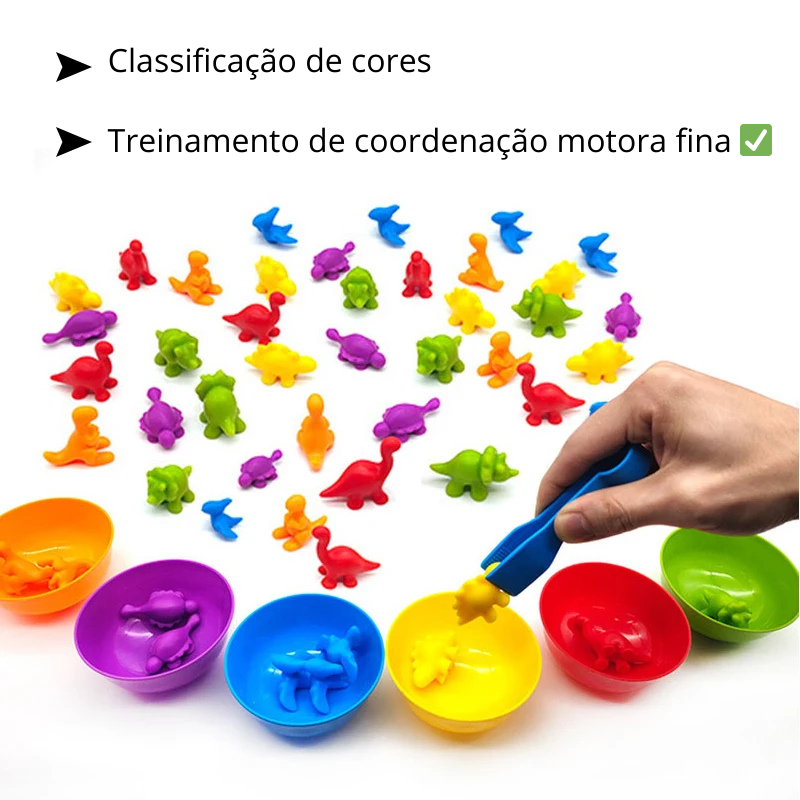 Brinquedo Educativo Montessori: Ursos Arco-Íris para Contar e Classificar Cores