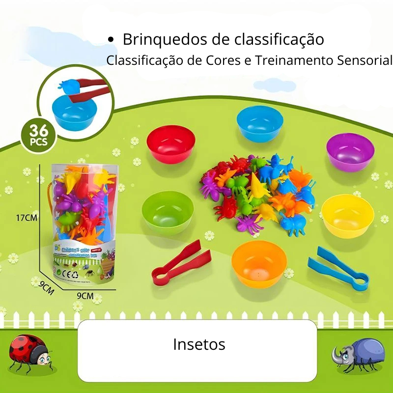 Brinquedo Educativo Montessori: Ursos Arco-Íris para Contar e Classificar Cores