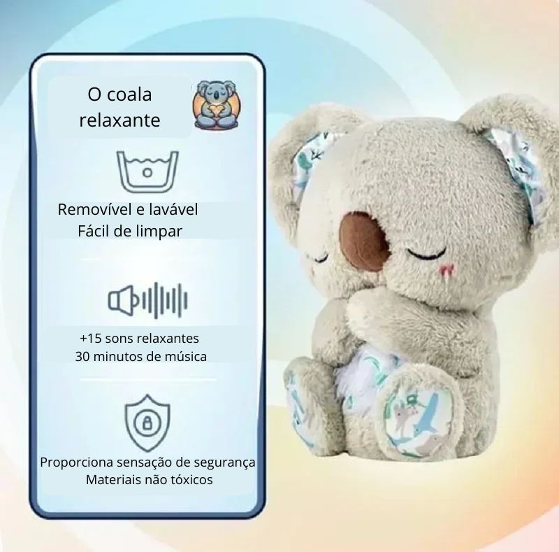 Coala de Pelúcia Calmante – Brinquedo para Dormir e Relaxar Bebês e Crianças