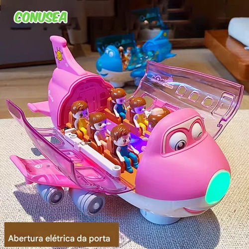 Avião Elétrico Musical com Simulação de Voo – Brinquedo para Meninos e Meninas
