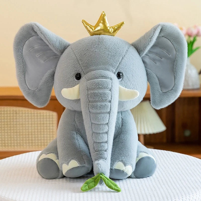 Elefante de Pelúcia Rosa com Coroa – Presente Fofo para Crianças