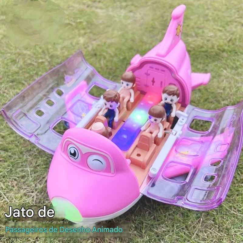 Avião Elétrico Musical com Simulação de Voo – Brinquedo para Meninos e Meninas