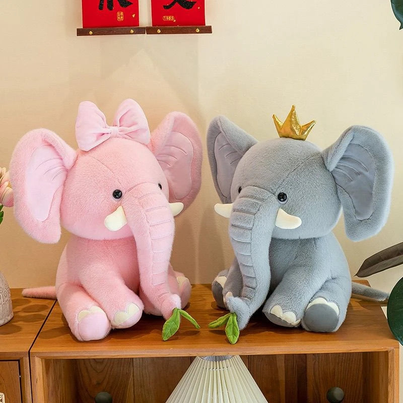 Elefante de Pelúcia Rosa com Coroa – Presente Fofo para Crianças