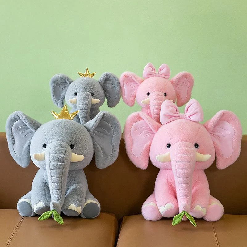 Elefante de Pelúcia Rosa com Coroa – Presente Fofo para Crianças