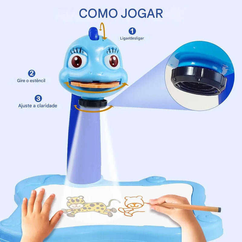 Mesa de Desenho e Projeção para Meninas – Kit Educativo de Pintura e Criatividade