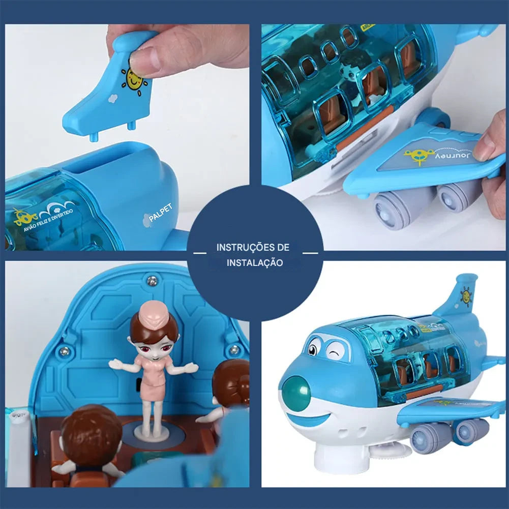 Avião Elétrico Musical com Simulação de Voo – Brinquedo para Meninos e Meninas