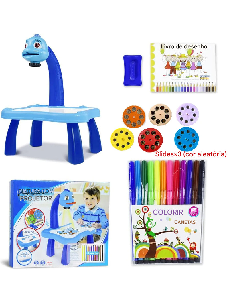 Mesa de Desenho e Projeção para Meninas – Kit Educativo de Pintura e Criatividade