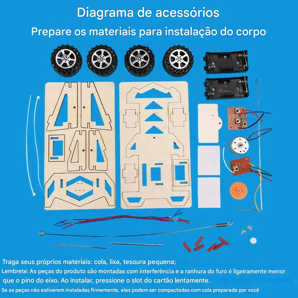 Carrinho Elétrico Infantil de Madeira com Controle Remoto – DIY, 4x4, Montagem Manual**
